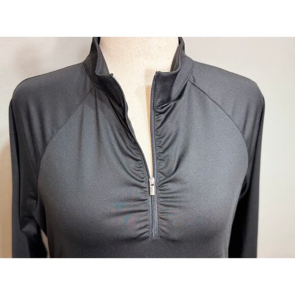 Chico's Zenergy black stretch knit quarter zip top 3/4 sleeve pullover Sz 1 US M - Picture 2 of 6